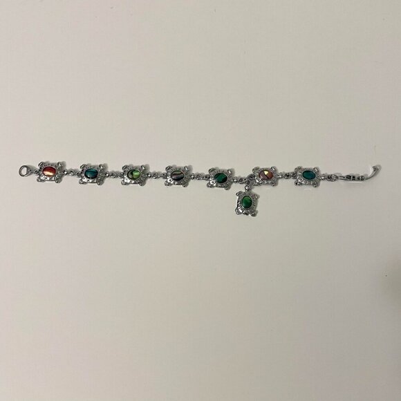 Multi Coloured Turtle Shell Bracelet 7 Inch Long - Picture 7 of 16